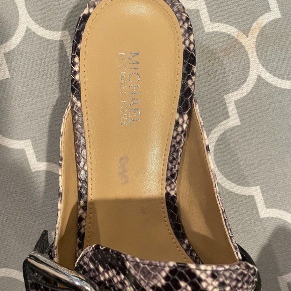 Michael Kors Cooper Snake Embossed Leather Slide Sandals Flats Mules - Picture 4 of 6